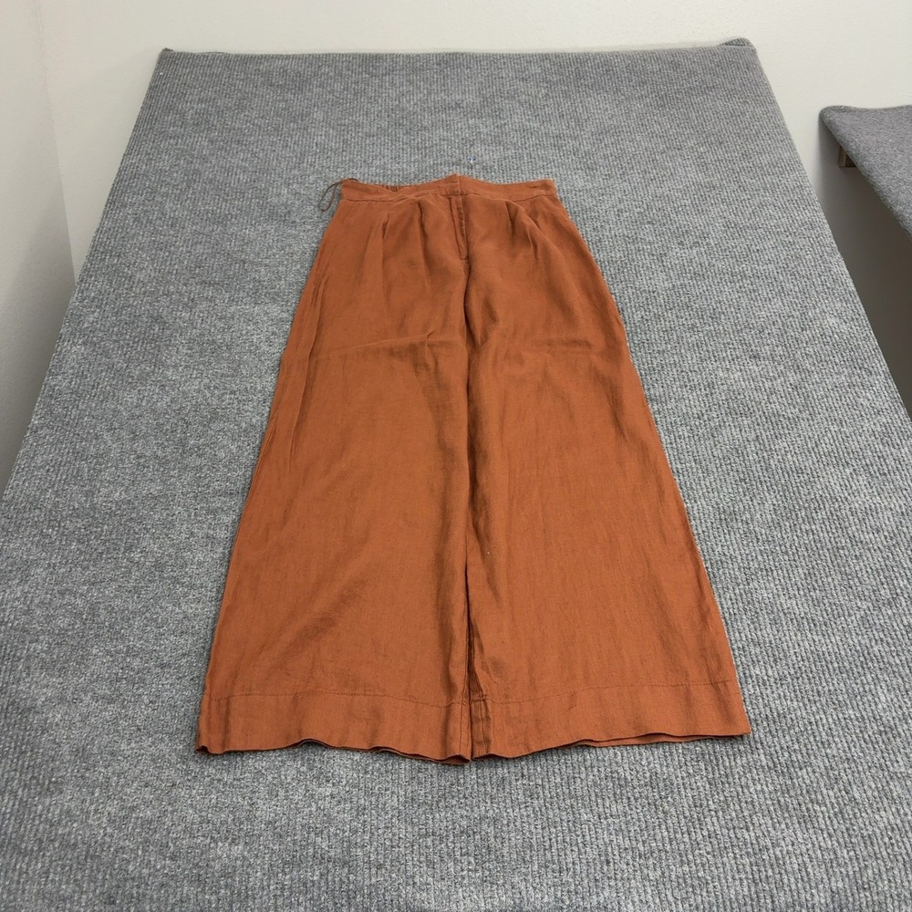 Magaschoni Pants Womens M Orange Linen Wide Leg Casual Summer Boho Style